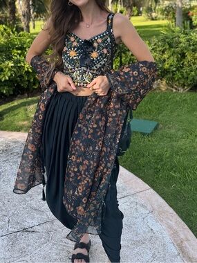 Green Floral Maxi Skirt Outfit